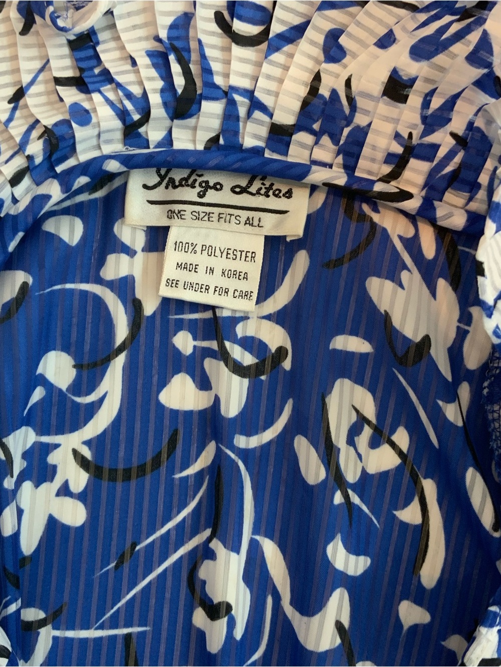 Retro 80’s Blue/ White Floral Ruffle-Trim Midi Pleated Dress Sz Large - Picture 5 of 6